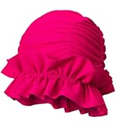 Ewanda store Cute Large Pleated Nylon Cloth Swim Cap for Women Swimming,Swimming Cap Comfort Hot ...