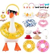 Desk Goose Outfits 7 Inches - 6 Sets Mini Desktop Goose Outfits Summer Clothes, with Cute Hat Nec...