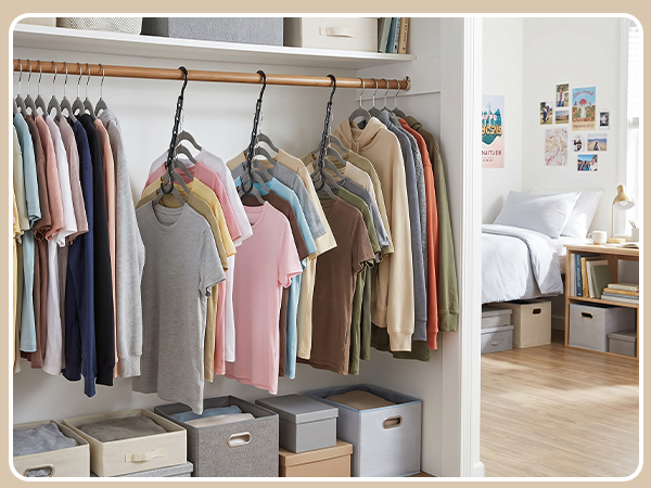 Rental Apartments — No built-in shelving required; maximize existing rods
