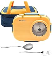 3 Compartments Bento Lunch box with Soup Bowl, Insulated Lunch Bag and Portable Utensils, Stainle...