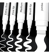 TECADA 5 White Paint Pens, 5 Different Tips Acrylic Paint Markers for Rock Painting, Glass Markin...