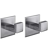 Flybath Coat Hook SUS 304 Stainless Steel Square Towel Robe Hooks Wall Mounted Self Adhesive (No ...