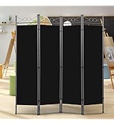 Room Divider-4 Panel Tall Room Dividers and Folding Privacy Screens, 6 Ft Divider Room Fabric Pan...