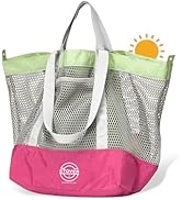 STOVER Large Mesh Beach Bag, Vacation, Pool, Shopping, & Travel Tote - Foldable w/Storage Pockets...