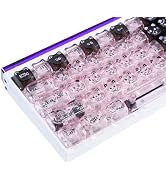 JSJT Transparent Pink Black Keycaps,PC Material Mao+ Moa Profile Translucent Keycap 75 Keys Suita...