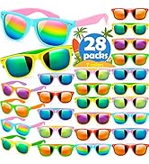 Jumlys 28 Pack Kids Sunglasses Party Favor, Neon Sunglasses Bulk with UV400 Protection, Perfect P...