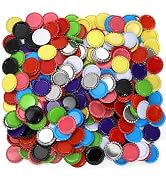 ZEAYEA 300 Pcs Flat Decorative Bottle Caps for Crafts, 1 Inch Metal Bottle Lids in 10 Mixed Color...