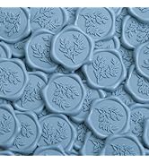 UNIQOOO Wax Seal Stickers - Eucalyptus Wedding Invitation Envelope Seal Stickers, 50 Pcs Self- Ad...