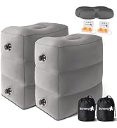 Sunany Inflatable Travel Foot Rest Pillow, Airplane Bed for Kids and Toddler, Adjustable Height P...
