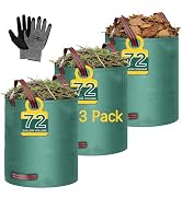 3 Pack 72 Gallon leaf collector bag lawn bags,leaf bags Heavy duty reusable,Gardening gloves incl...