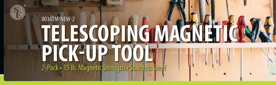 Telescopic magnetic pick-up tool banner