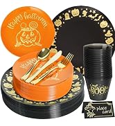 ISFANGCO 175PCS Plastic Spoof Dinnerware Set for 25 Guests,Heavy Duty Plastic Party Disposable Bl...