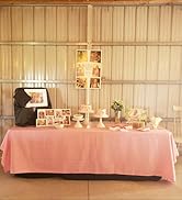 MEANMOY Pink 210 GSM Water & Stain Resistant Square Tablecloth - Solid 54 x 54 Inch Rectangle Tab...