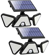 ZOOKKI Solar Outdoor Lights, 3 Heads Motion Sensor Outdoor Lights, 203 LED IP 65 Waterproof Solar...