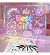 LED Note Board with 7 Colors, 13"x10" Led Drawing Board for Kids, Light Up Dry Erase Boards with ...