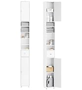 SoBuy Bathroom Narrow Storage Cabinet, Skinny Tall Unit with Adjustable Shelves Slender, Bathroom...