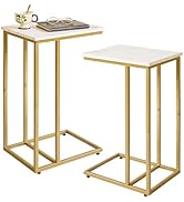 Aibiju Small Side Tables C Shaped, Small End Table Set of 2, Small Table Stand for Living Room Be...