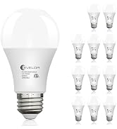 evelor 12-Packs A19 Dimmable LED Light Bulbs, 60 Watt Equivalent Daylight 5000K with E26 Base, Ef...