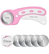 45mm Rotary Cutter with 5pcs Extra Blades, Ergonomic Handle Rolling Cutter with Safety Lock for F...