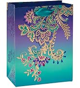 Papyrus 9" Medium Gift Bag (Jacobean Floral) for Birthdays, Weddings, Bridal Showers, Baby Shower...