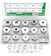 Aienxn 100PCS 304 Stainless Steel Fender Washer Assortment Kit, Washers for Bolts, 15 Metric Size...