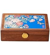 KAOTGOT Travel Jewelry Case Small Wood Jewelry Organizer Jewelry Box for Women (Nut-Brown Print D)