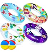 FindUWill 6 Pack Pool Floats Kids, Pool Swim Tubes Rings(4 Pack) - 4Pcs Inflatable Big Floaties B...