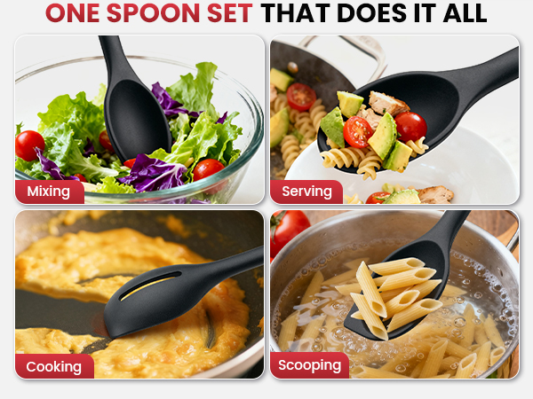 Silicone cooking spoon set