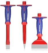 WORKPRO 3PCS Masonry Chisel Set, Stone Concrete Rock Chisel with Hand Guard | 11.8" Point & Flat ...