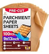 Parchment Paper Sheets, 9x13 In Unbleached Non-Stick Parchment Paper for Baking, Grilling, Air Fr...
