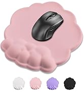 Mouse Pad Wrist Support, Cloud Mousepad with Memory Foam Wrist Rest, Non-Slip PU Base Gaming Leat...