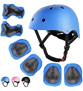 WayEee Kids Bike Helmet Set Skateboard Knee Pads, Helmet Pad Set Protective Gear Set Adjustable f...