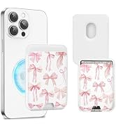 Obbii Compatible with Magsafe Wallet Magnetic Card Holder -Pink Ribbon Bow Cute Phone Wallets for...