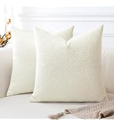 OTOSTAR Pack of 2 Textured Boucle Throw Pillow Covers Square Pillow Cases Cozy Soft Decorative Co...