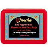 FERIHA Brightening Facial Soap Bar with Aker Fassi – Red Poppy & Pomegranate for Radiant Skin – E...
