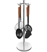 MAYZOLOP Kitchen Countertop Utensil Holder, Stainless Steel Rotatable Cooking Utensils Holder wit...