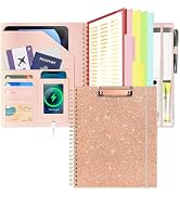 Ospelelf Clipboard with Storage Spiral Clipboard Folio for Letter Size,Organizer Folder with Zipp...
