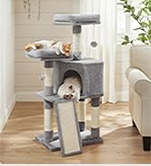 Feandrea Cat Tower, Cat Tree for Indoor Cats, 45.3-Inch Cat Condo with Scratching Post, Ramp, Per...