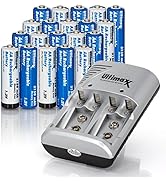 Ultimaxx 3150 mAh Rechargeable AA Batteries, Double A Battery - 20 Pack with NiMH Charger