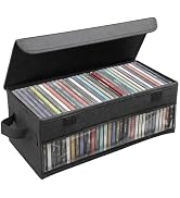 Dntorx CD Storage Box, CD Case Holder with Handles | 14.17×6.3×5.51in Lid and Clear Window Stacka...