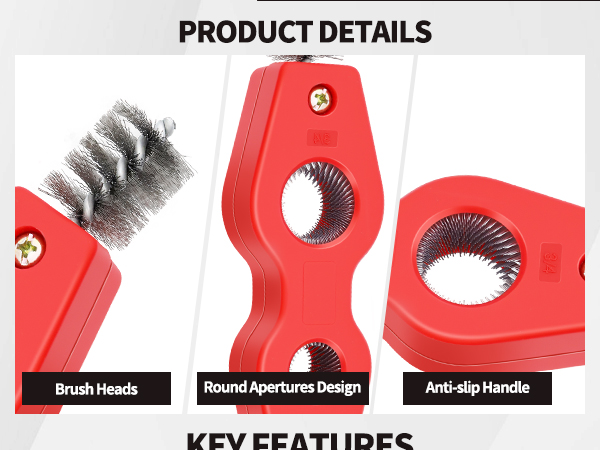 4 in 1 Copper Tubing Brush, 1/2 in and 3/4 in Copper Pipe Cleane