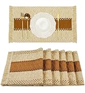 FEXIA Boho Placemats Set of 6, Macrame Table Decor and Farmhouse Style Placemats Natural Cotton B...
