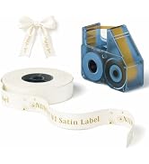NIIMBOT N1 Satin Ribbon Label, 14mmx5.1m, Gold on White Ribbon | for Gift, Wedding, Party Decor, ...