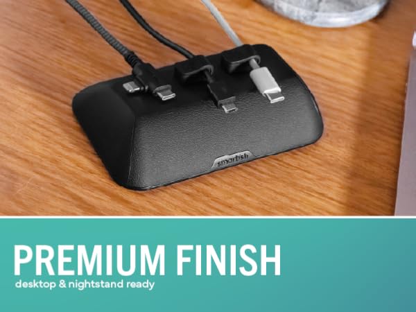 Cable Wrangler premium vegan leather finish desktop nightstand cable organizer desk accessory
