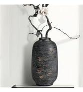 Kayolin Black Ceramic Vase, Large Textured Rustic Farmhouse Decorative Vase for Centerpieces, 10....