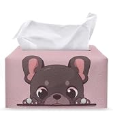 ZOUTAIRONG Cute Dog Tissue Box Cover Rectangle Tissue Box Holder Leather Decorative Tissue Dispen...