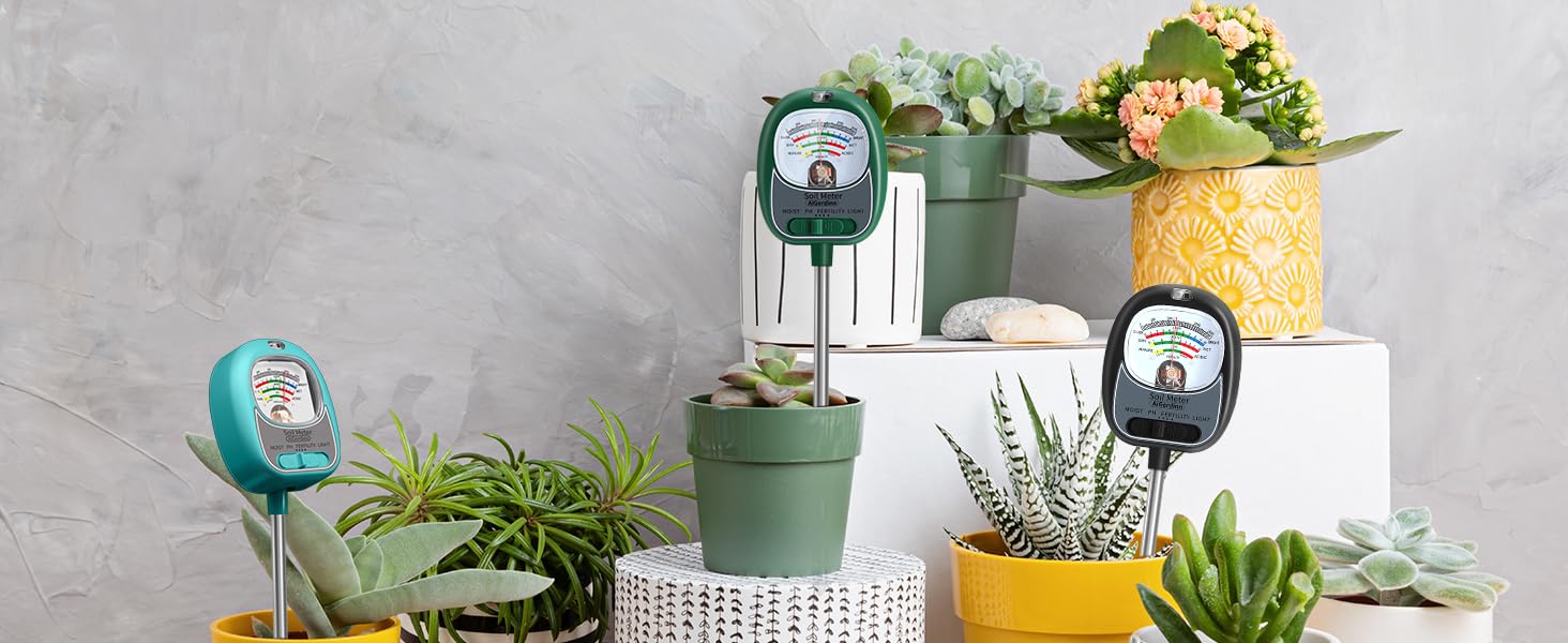 AiGerdinn 4 in 1 Soil Moisture Meter soil ph meter soil ph test soil test soil meter tester meter