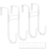 FYY Over the Door Hooks, No Assembly Required 2 PCS Double Hanger Heavy Duty Metal Towel Rack wit...