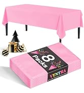 Vyntra Plastic Tablecloths, 8-Pack, 54 x 108 in, Rectangular, Pink - Disposable Party Table Cover...