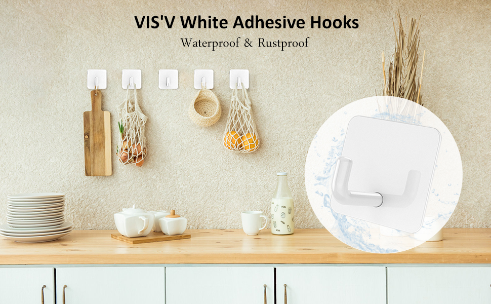 white adhesive hooks